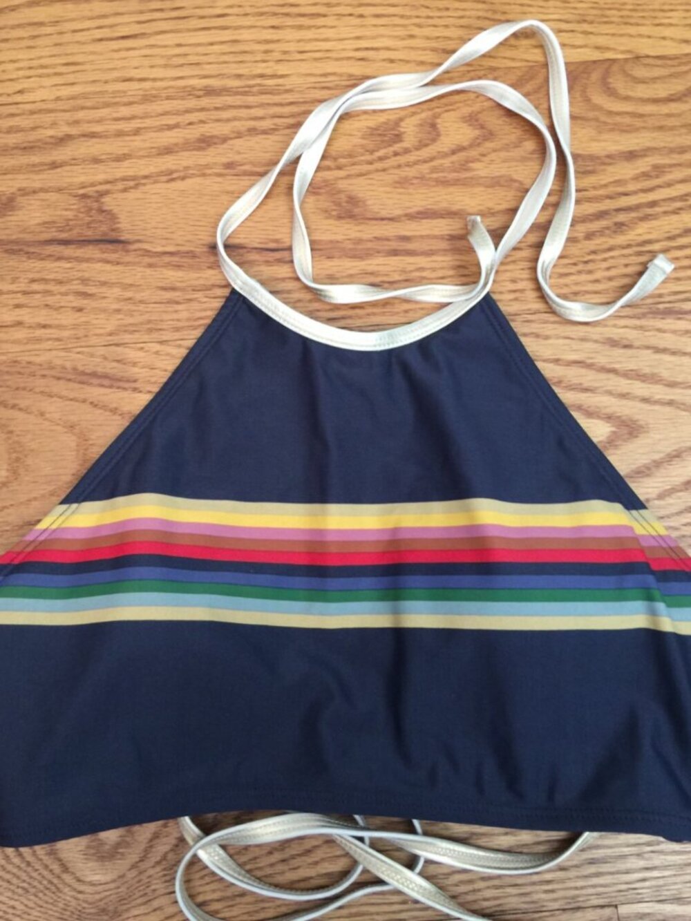 BBC DOCTOR WHO BLUE STRIPE HER UNIVERSE THIRTEENTH 13TH HALTER SWIM TOP WOMENS M